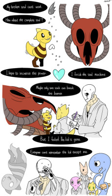 mooncatyao:  [Nightmare] Grillby & little Sans <First