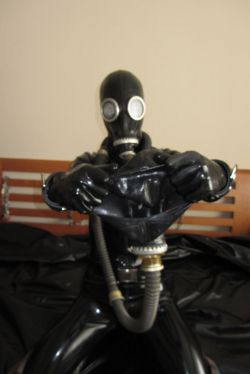 rubbermayhem:  Letâ€™s get this on you and we can start our â€œbreathing contestâ€. njrubberdude 