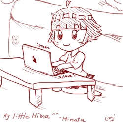 ask-himawari-and-hinata:  My daughter on her computer. Isn’t