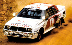 carsthatnevermadeitetc:  Toyota TA64Â Celica Twin Cam Turbo Group B, 1983-1986. AKA theÂ King of AfricaÂ after winning both theÂ Safari Rally and the Rallye CÃ´te d'Ivoire on 3 occasions