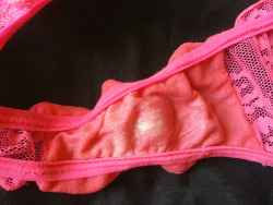 miarosespanties:  Creamy pink pleasures for one of my latest panty fans.  You know who you are panty lover.  Worn, played in, wet, creamy, juicy and smelling devine.  ;)