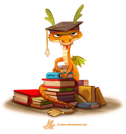 cryptid-creations:  Daily Paint #1246. Book Wyrm by Cryptid-Creations