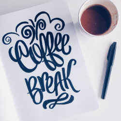 letteringdaily:  Coffee up now! #mondayblues #brushlettering