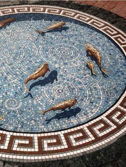 hitku:  Trompe l’oeil fishpond mosaic in Bedford Road, Croydon