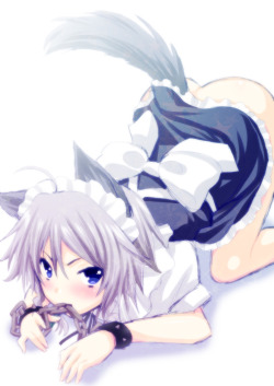 dog-girls-going-awoo:   izayoi sakuya (touhou) drawn by saki