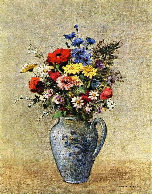 artist-redon:  Flowers in a Vase with one Handle, 1905, Odilon