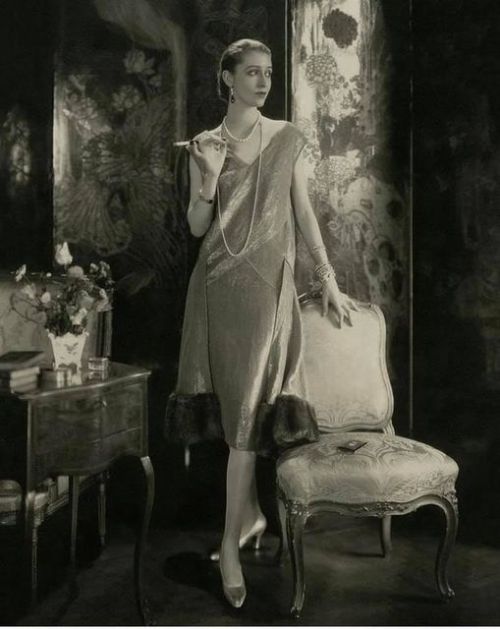 Marion Morehouse wearing a dress by Lucien Lelong, photo by Edward