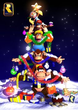 suppermariobroth: Promotional Donkey Kong 64 holiday picture.