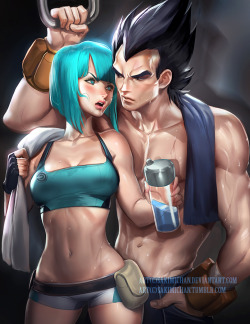 cyberclays:  Bulma and Vegeta - Dragon Ball Z fan art by sakimichan