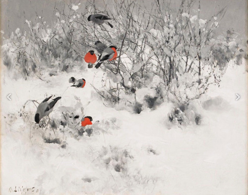 geritsel:  Bruno Liljefors - Winter Landscape with Bullfinches,