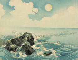 huariqueje:  Waves , Kojima Island ,1890    Colour woodcut20.9