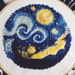 eurekada:  Embroidery inspired by Van Gogh’s Starry Night 😇