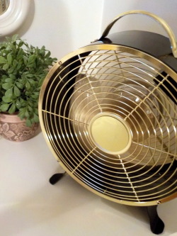 goldminimalism:  Purchased a retro drum fan in gold and black!