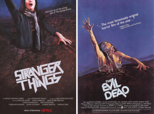 jukeboxemcsa:  pottergirl05:  Netflix’s Stranger Things recreates 80′s movie posters.  This makes me incredibly happy. Although to be honest, the original posters make me even happier. That ‘Evil Dead’ poster is utterly fucking iconic, while simultaneousl