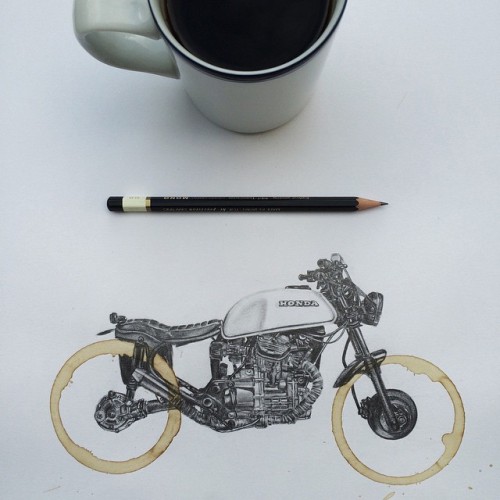 seeseemotorcycles:  Coffee and Motorcycles, our favorite combo! Great work from Carter Asmann