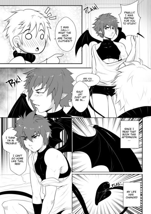 Next  First and second page from the doujinshi i’ve been doing for months in my patreon ^^is a short doujinshi, in patreon we are currently in the page 11. Zack go randomly turned into an incubus and you know… that can be so troublesome!Hones