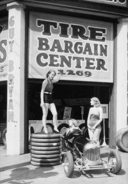 yesterdaysprint:  New tire shop opens with some live advertisement,
