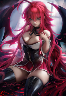 sakimichan:   Painted the beautiful RiasGremory from Highschool