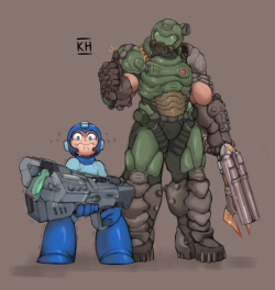 imx-doomer:  Doom Guy And Megaman by KelvinHiu