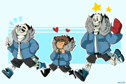 niksync:I just wanted to draw Frisk and Papyrus in sans’ clothes