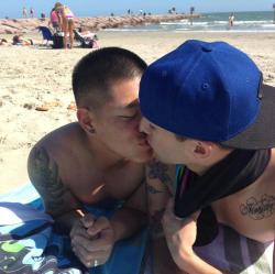 storyofagayboy:  “Two by two, lovers’ stand, on the beach