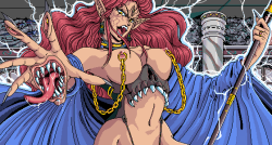 A corrupted big breasted oppai sorceress and someone I suggest you NEVER get a hand job from.