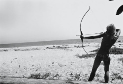 Jane Fonda, bow and arrow, Malibu, by Dennis Hopper, 1965.