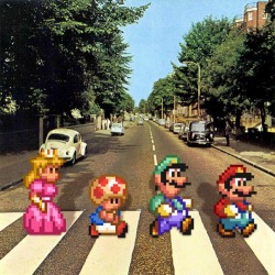 retrogamingblog:  Video Game Characters on Abbey Road by Glauber