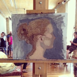 Kristie’s painting 2 hours in, from yesterday. #portraitpainting