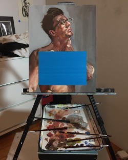 johnmacconnell:  Progress on my painting of Seth.  #johnmacconnell