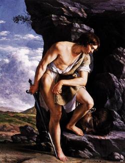 hadrian6:  David contemplating the head of Goliath. 1610. Orazio