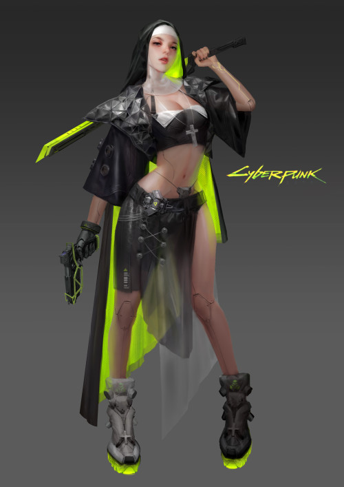 xsirboss:   Cyberpunk—nun 赛博朋克—修女  Yawei Caohttps://www.artstation.com/artwork/8eOn8x 