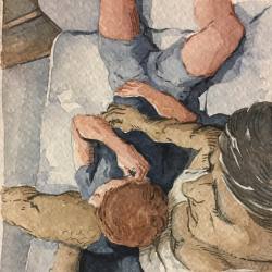 gabrielzebub:Two Guys on Couch - 5x7" original watercolor