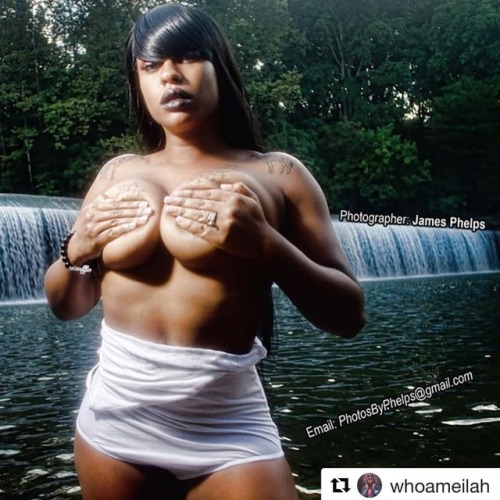 #Repost @whoameilah ・・・ When the JUGGS were heavy and HUGE…lawd gawd #TBT with @photosbyphelps in Baltimore. #waterfall #old #weight #big #boobs #tits #black #slick #model #dancer #entertainer #skin#urban#eyecandy #vixen #houston #texas #ny