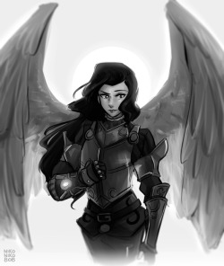 nikoniko808:angel warrior asami commission in both grey scale