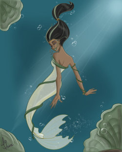 fyblackwomenart:    Mermaid In Green by kuabci 