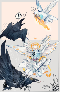 crimson-chains:More Birb Omens ^^Including Angelic for and Demon