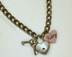 kittensplaypenshop:Silver day collar with custom charm <3