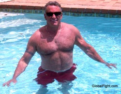 wrestlerswrestlingphotos:  hot sweaty guy swimming pool