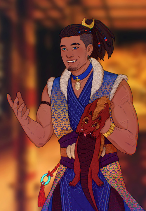 sword-over-water:  Fire Prince Sokka with Druk the Fire Noodle.