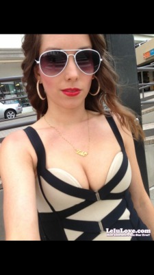 All strapped in :) (full picset here: http://www.lelulove.com/?mb=UGhvdG9zfHw= ) #lipstick #cleavage Pic