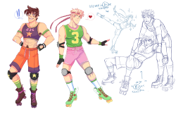 princecanary:  Joseph and Caesar in a poorly doodled roller-derby