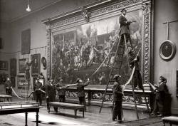 polandgallery:    Museum employees prepare to clean a painting