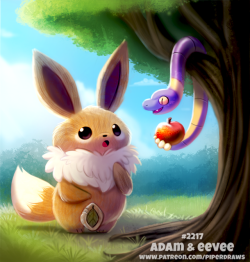 cryptid-creations: Daily Paint 2217. Adam and Eevee Prints available