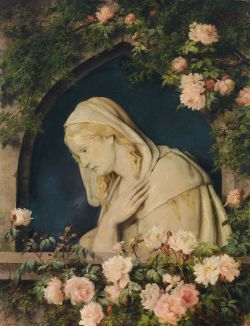 pintoras: Luise Max-Ehrler (?, 1850 - 1920) Madonna unter Spitzbögen