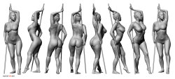 anatomy360:  Some new female life model reference sheets. 