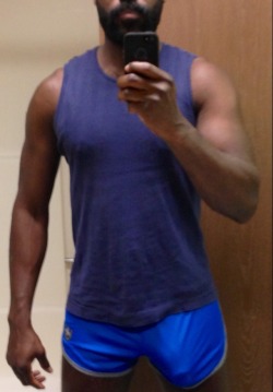 wolfnsd:  A noticeable bulge before I walk down to the gym. 