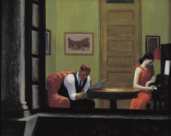 superbestiario:  Edward Hopper. Room in New York, 1932. 