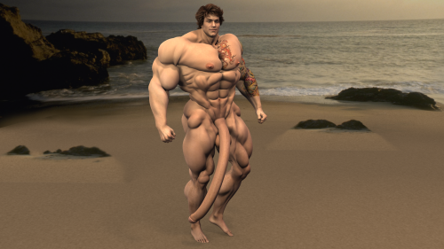 A quick render of a well hung beach bodybuilder. His cock flops and bounces on his legs with every step…
