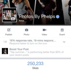 Omg!!! A quarter of a million likes on my fan page aka 250,000